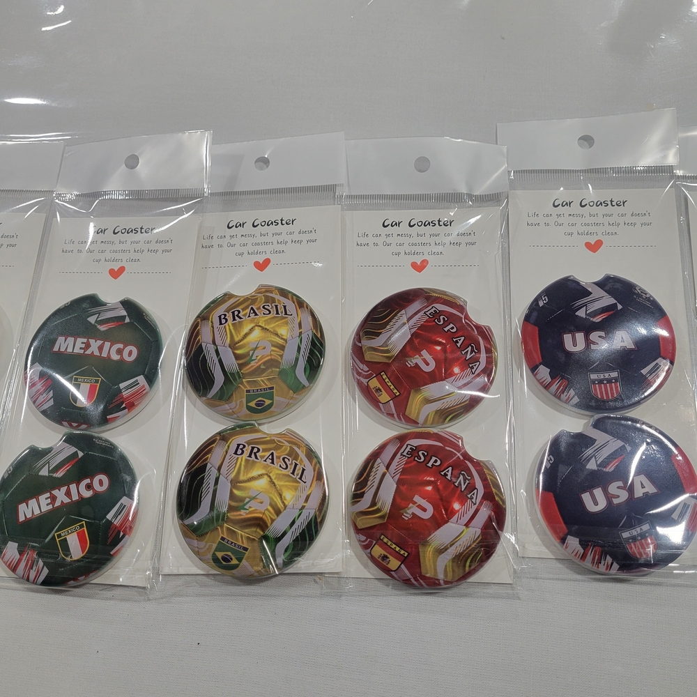 Car Coaster Set - Mexico, Brazil, Spain, USA Each Set Is $10..can Make  Any Team